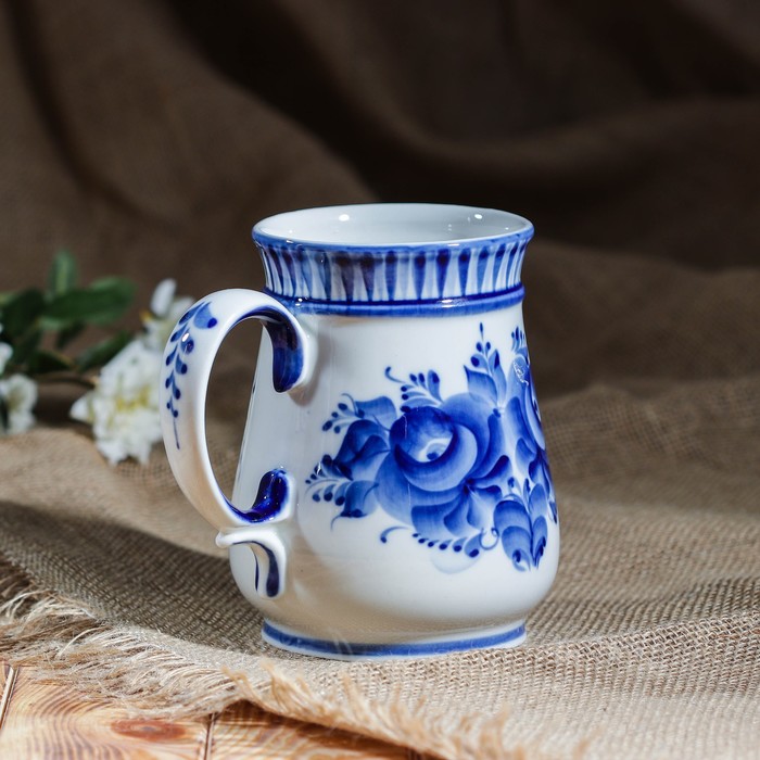 Кружка пивная "Элегия", гжель, фарфор, 2с