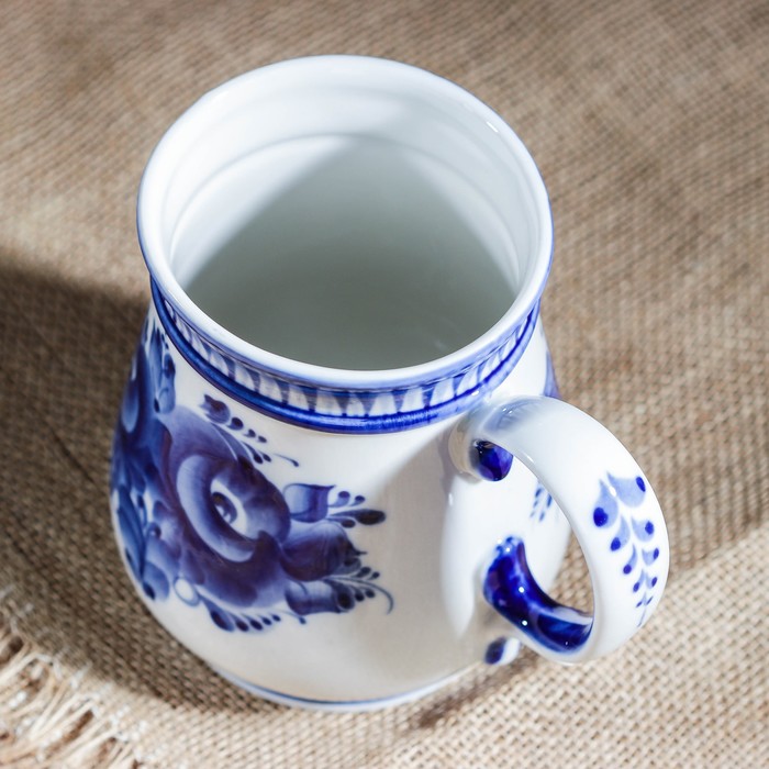 Кружка пивная "Элегия", гжель, фарфор, 2с