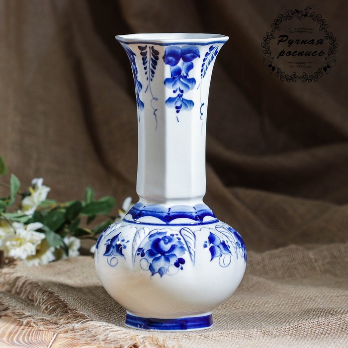 Ваза "Абутилон", гжель, фарфор, 1с