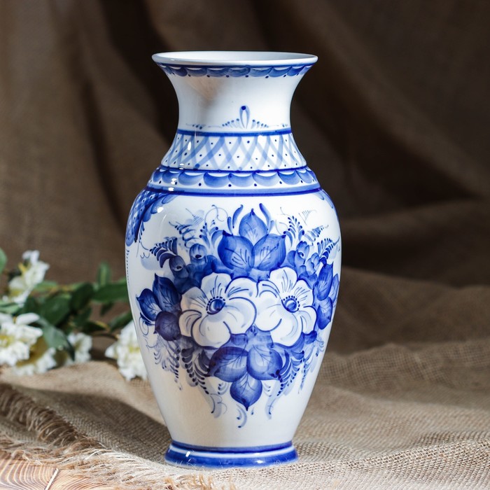 Ваза "Роза", гжель, фарфор, авторская