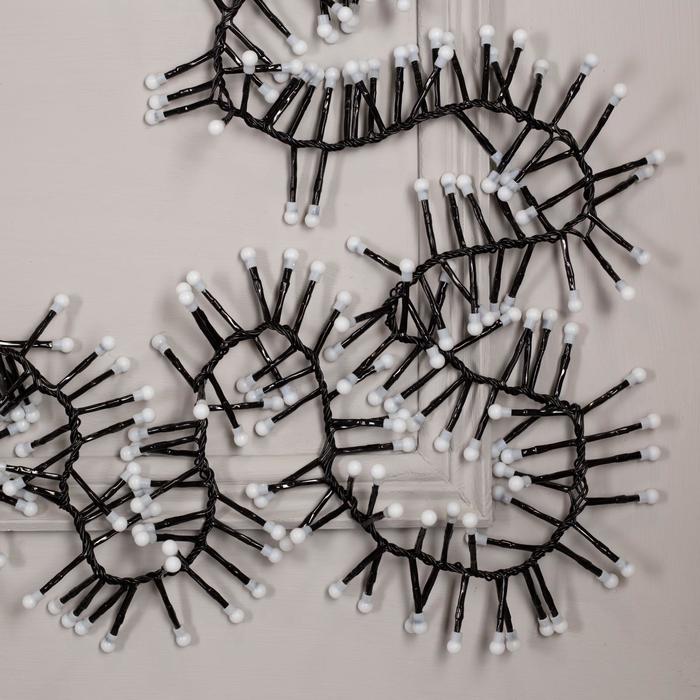 НИТЬ уличная, УМС, Мишура шарики Д:4 м. Н.Т. LED-400-31V 8 режимов, БЕЛЫЙ