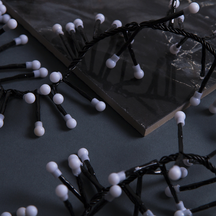 НИТЬ уличная, УМС, Мишура шарики Д:4 м. Н.Т. LED-400-31V 8 режимов, Т/БЕЛЫЙ