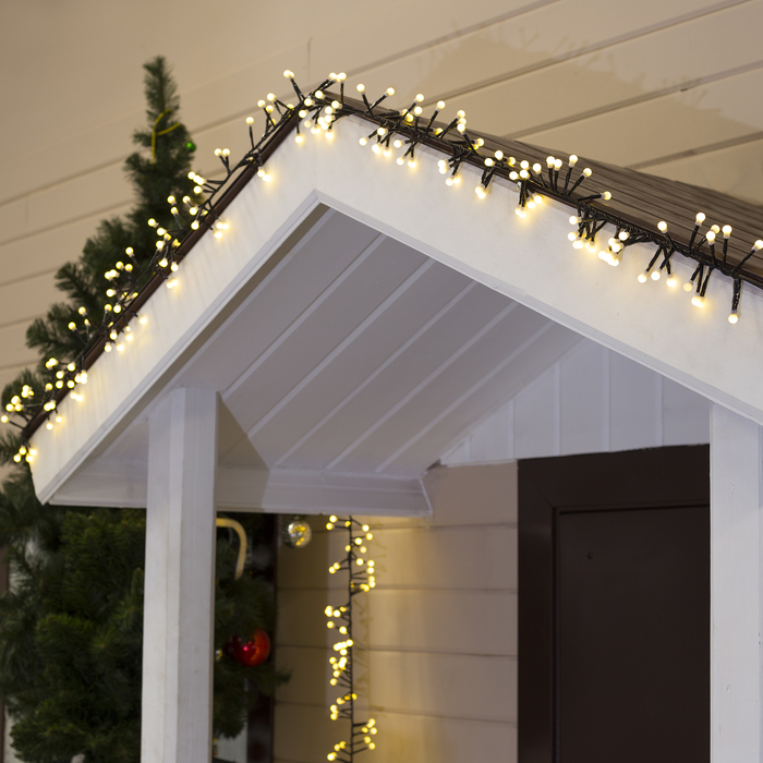 НИТЬ уличная, УМС, Мишура шарики Д:4 м. Н.Т. LED-400-31V 8 режимов, Т/БЕЛЫЙ