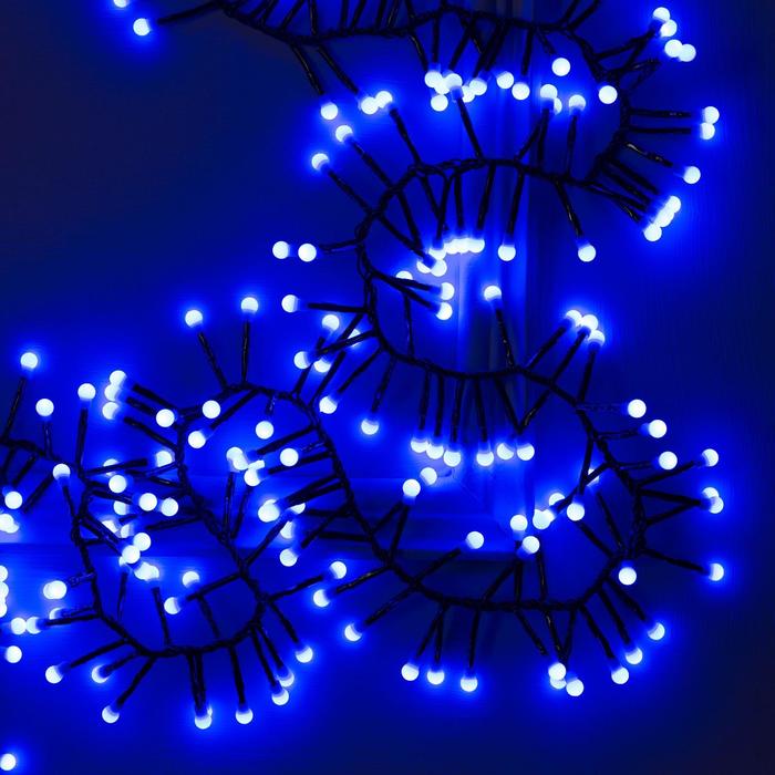 НИТЬ уличная, УМС, Мишура шарики Д:4 м. Н.Т. LED-400-31V 8 режимов, СИНИЙ