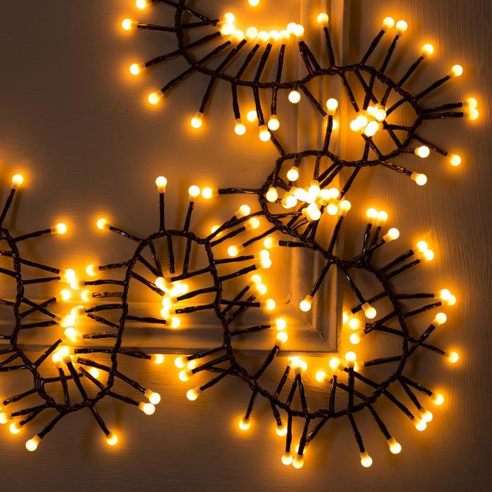 НИТЬ уличная, УМС, Мишура шарики Д:4 м. Н.Т. LED-400-31V 8 режимов, ЖЕЛТЫЙ