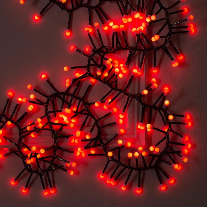 НИТЬ уличная, УМС, Мишура шарики Д:4 м. Н.Т. LED-400-31V 8 режимов, КРАСНЫЙ
