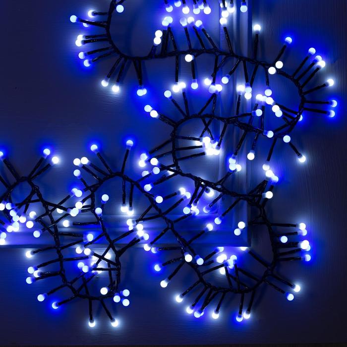 НИТЬ уличная, УМС, Мишура шарики Д:4 м. Н.Т. LED-400-31V 8 режимов, БЕЛО-СИНИЙ