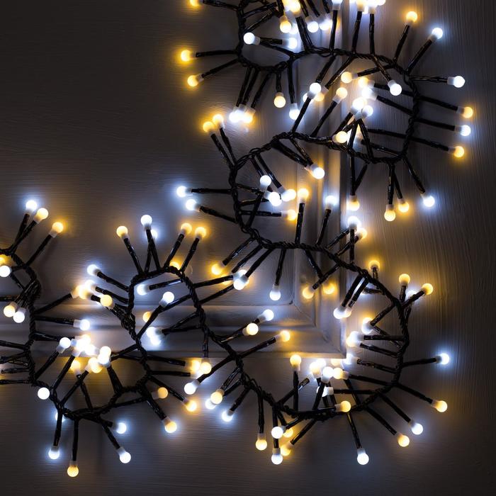 НИТЬ уличная, УМС, Мишура шарики Д:4 м. Н.Т. LED-400-31V 8 режимов, БЕЛЫЙ-Т/БЕЛЫЙ