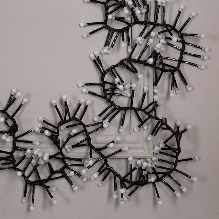 НИТЬ уличная, УМС, Мишура шарики Д:4 м. Н.Т. LED-400-31V 8 режимов, БЕЛЫЙ-Т/БЕЛЫЙ