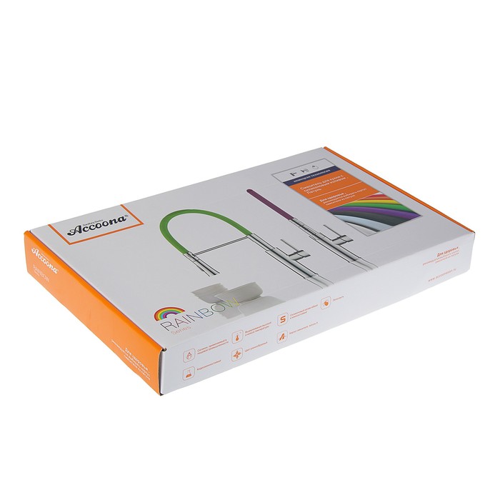 Cмеситель для кухни Accoona A4890GG-1, однорычажный, латунь, белый