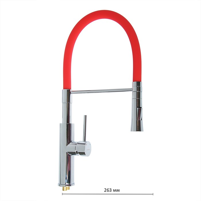 Cмеситель для кухни Accoona A4890N-1, однорычажный, латунь, красный/хром
