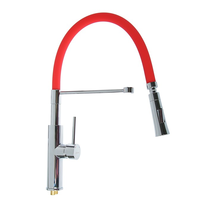 Cмеситель для кухни Accoona A4890N-1, однорычажный, латунь, красный/хром