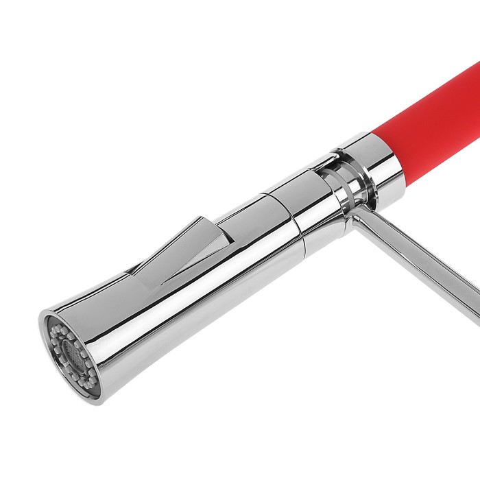 Cмеситель для кухни Accoona A4890N-1, однорычажный, латунь, красный/хром