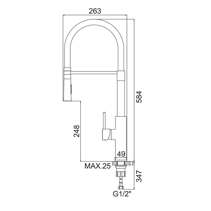 Cмеситель для кухни Accoona A4890H-1, однорычажный, латунь, желтый/хром
