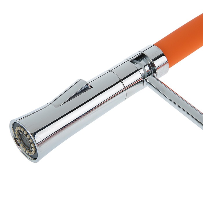 Cмеситель для кухни Accoona A4890P-1, однорычажный, латунь, оранжевый/хром