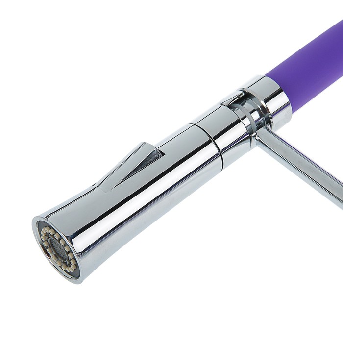 Cмеситель для кухни Accoona A4890S-1, однорычажный, латунь, фиолетовый/хром