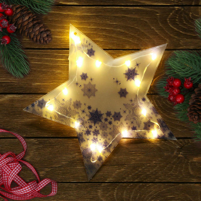 Декор звезда с  гирляндой "Снежинки", 25 х 23,8 см