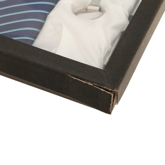 Набор подарочный 4в1 (галстук синий+галстук чёрный+ручка+брелок), 22,5*20,5*3,5см УЦЕНКА