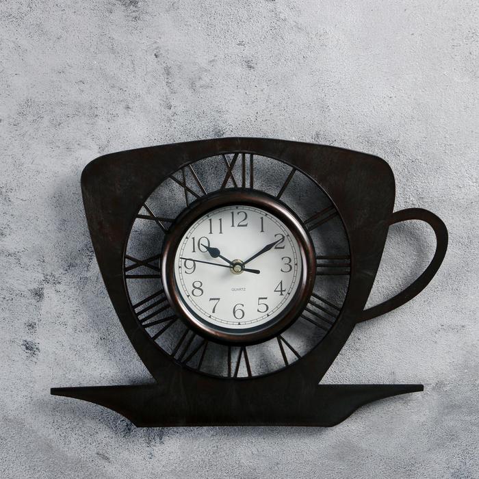 Часы настенные Чашка кофейная с блюдцем черная 31*33см УЦЕНКА