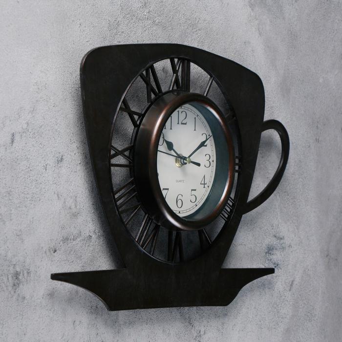 Часы настенные Чашка кофейная с блюдцем черная 31*33см УЦЕНКА
