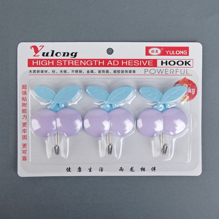 Набор крючков на липучке "Вишня" 3 шт