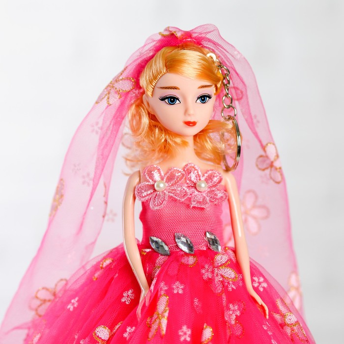 Кукла на подставке "Принцесса" розовое платье в цветок