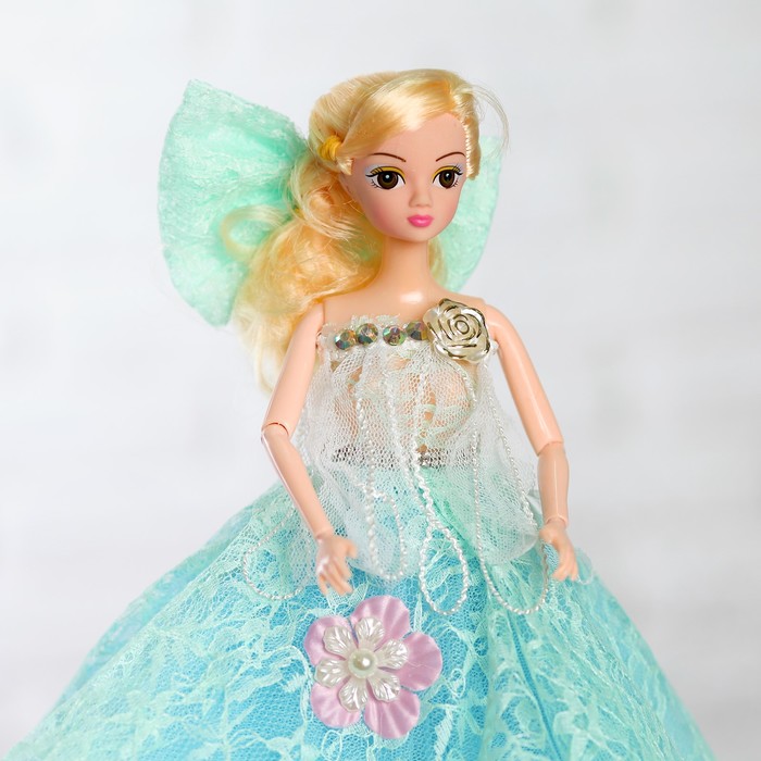 Кукла на подставке "Принцесса" музыкальная, голубое платье