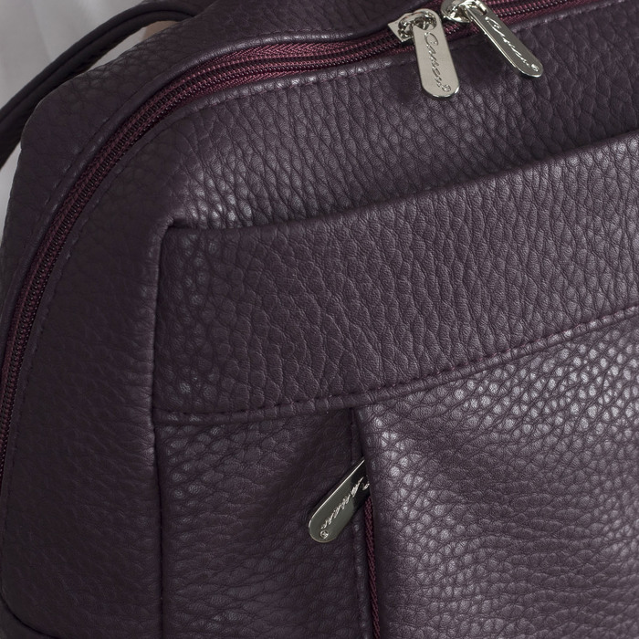 Сумка-рюкзак женская, отдел на молнии, 2 наружных кармана, металлик бордо