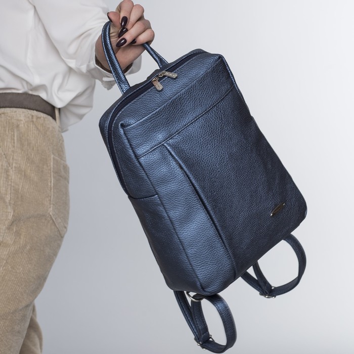 Сумка-рюкзак женская, отдел на молнии, 2 наружных кармана, цвет морской волны