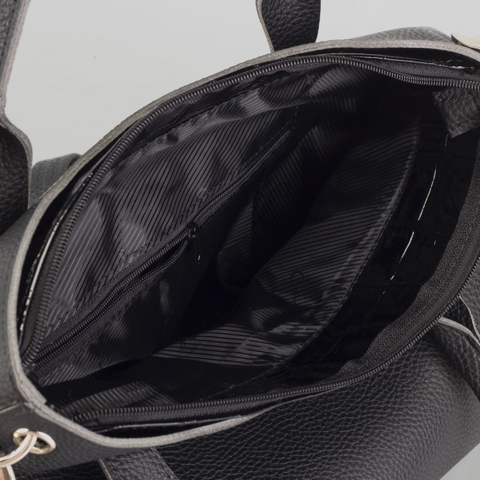 Сумка женская, отдел на молнии, наружный карман, цвет чёрный/лак