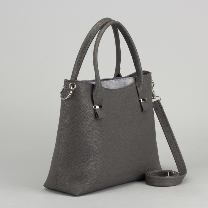 Сумка женская, отдел на молнии, наружный карман, цвет серый/серебро