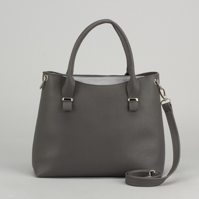 Сумка женская, отдел на молнии, наружный карман, цвет серый/серебро