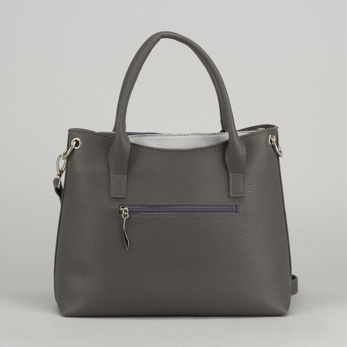 Сумка женская, отдел на молнии, наружный карман, цвет серый/серебро