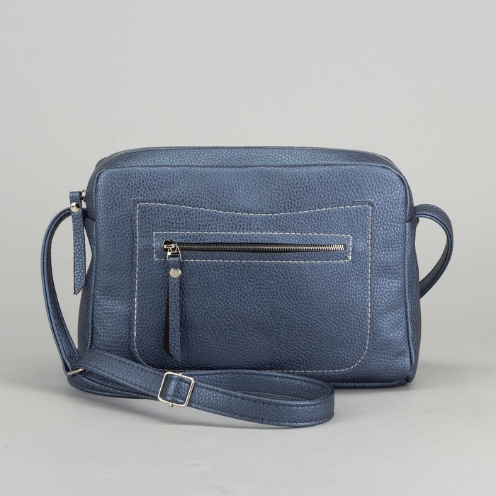 Сумка женская, отдел на молнии, наружный карман, цвет морской