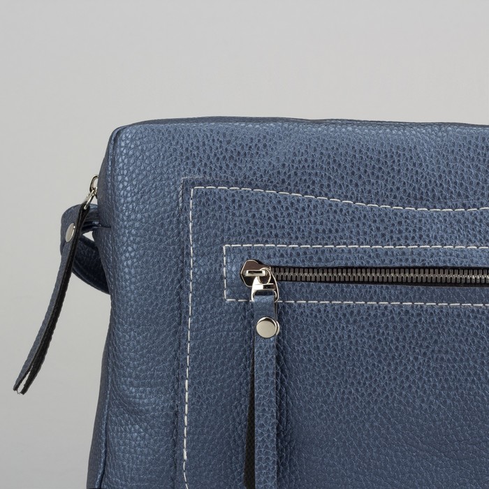 Сумка женская, отдел на молнии, наружный карман, цвет морской