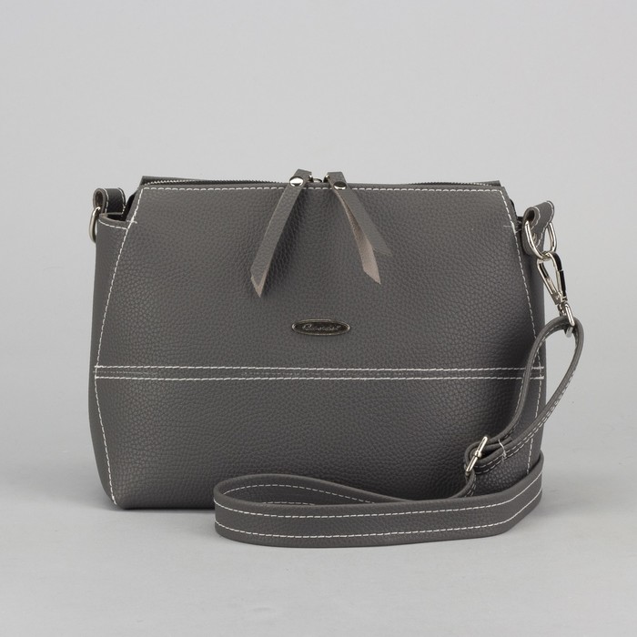 Сумка женская, отдел на молнии, наружный карман, регулируемый ремень, цвет серый