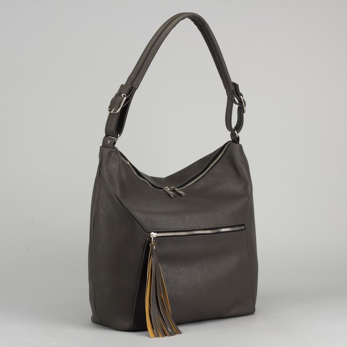 Сумка женская, отдел на молнии, 2 наружных кармана, графит