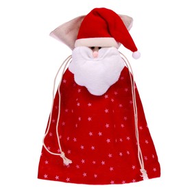 Мешок для подарков «Дед мороз», на завязках, со звёздами, 35×25 см