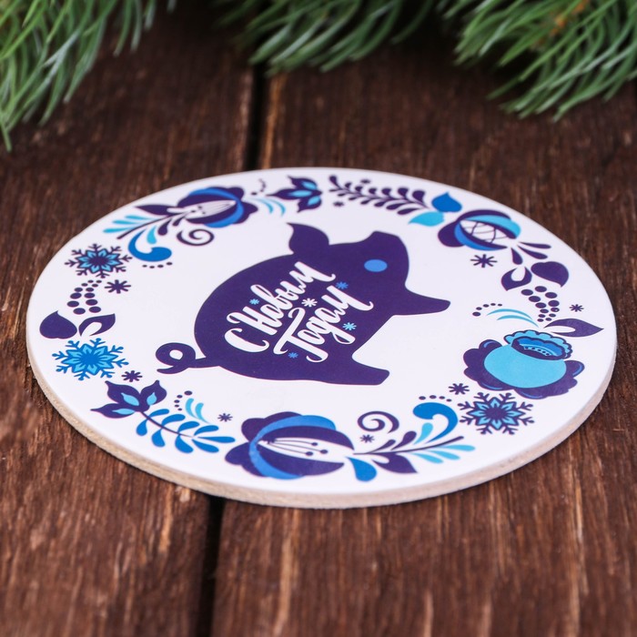 Набор кружка 350 мл, подставка "С Новым годом"