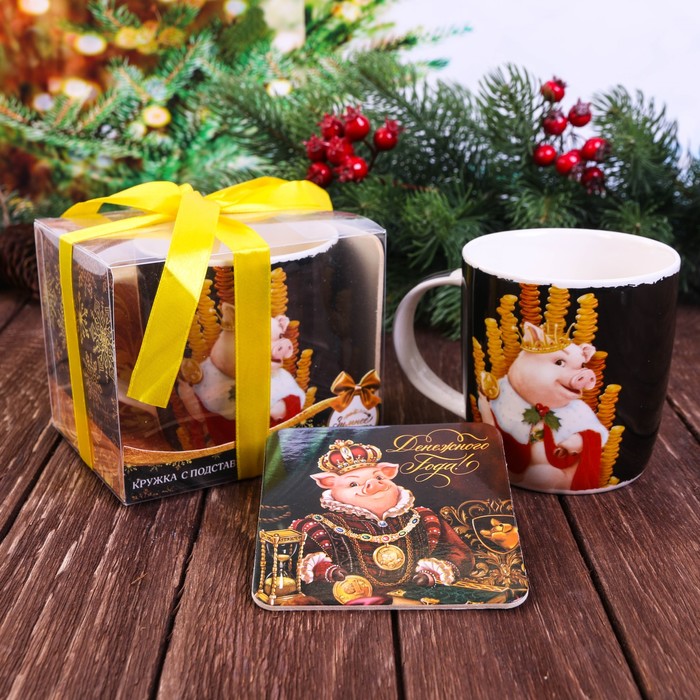Набор кружка 350 мл, подставка "Денежного года"