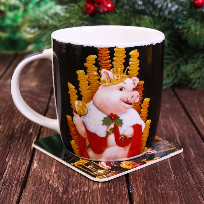 Набор кружка 350 мл, подставка "Денежного года"