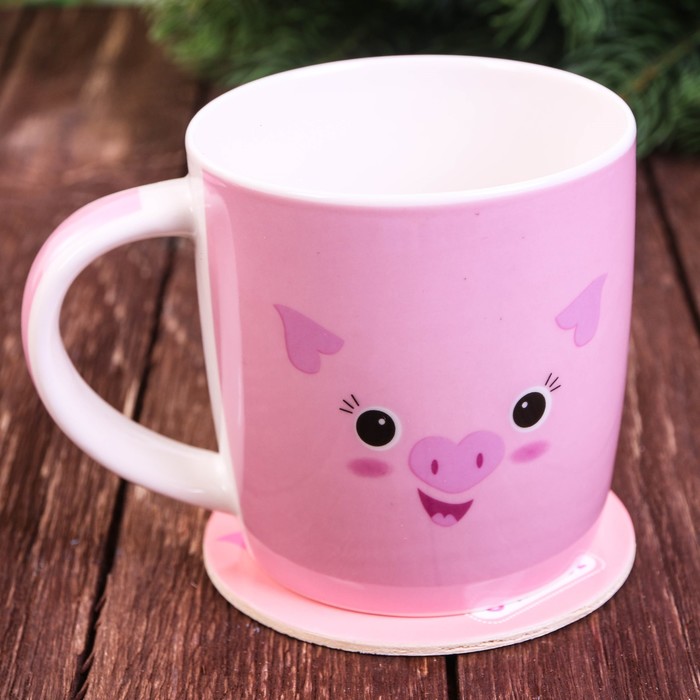 Набор кружка 350 мл, подставка "Приношу счастье"