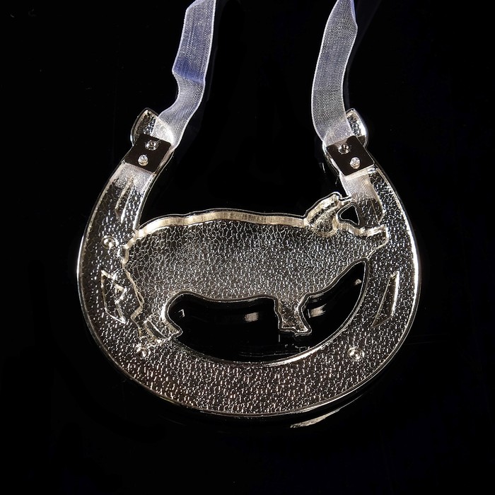 Подкова «Свинья», подвесная, 10×10×0,5 см, с кристаллами Сваровски