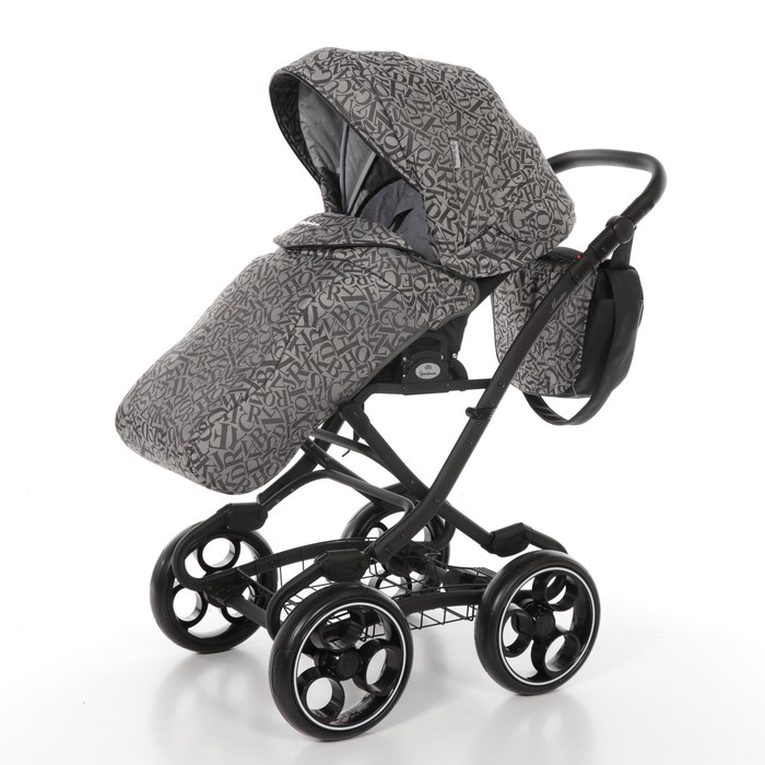 Коляска 2 в 1 Maestro, 50% эко-кожа, платиновый алфавит