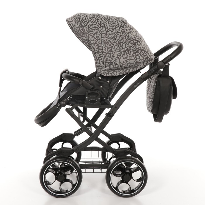 Коляска 2 в 1 Maestro, 50% эко-кожа, платиновый алфавит