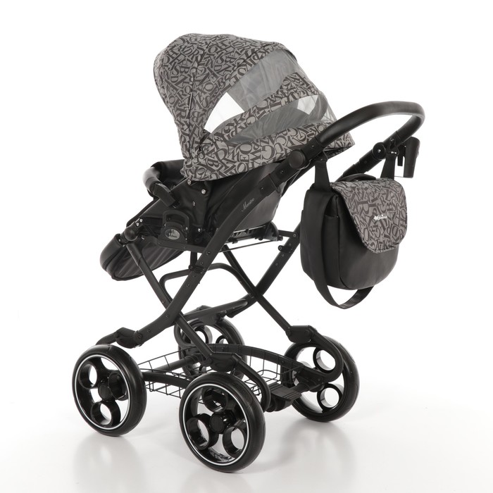 Коляска 2 в 1 Maestro, 50% эко-кожа, платиновый алфавит