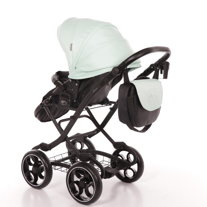 Коляска 2 в 1 Maestro, 50% эко-кожа, мятный бриз