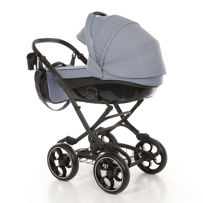 Коляска 2 в 1 Maestro, 50% эко-кожа, серо-голубой