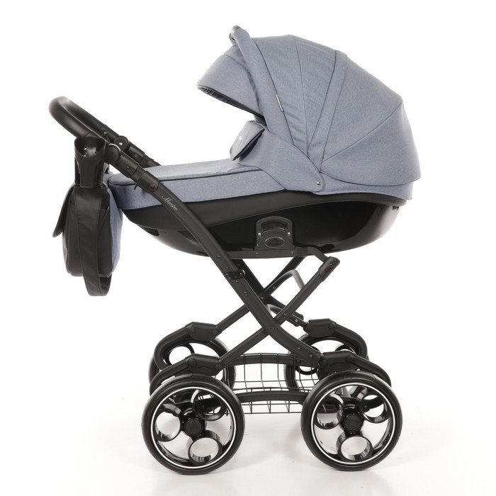 Коляска 2 в 1 Maestro, 50% эко-кожа, серо-голубой