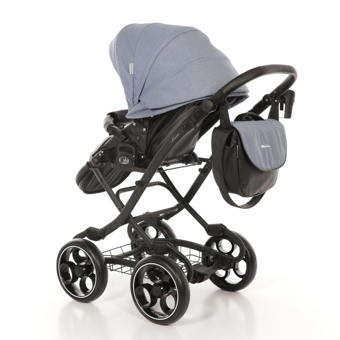 Коляска 2 в 1 Maestro, 50% эко-кожа, серо-голубой